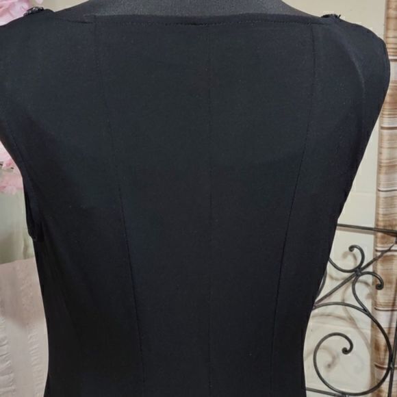 Connected Apparel Sleeveless Black Dress with Front Collar Detail Sz 12P - Picture 6 of 8
